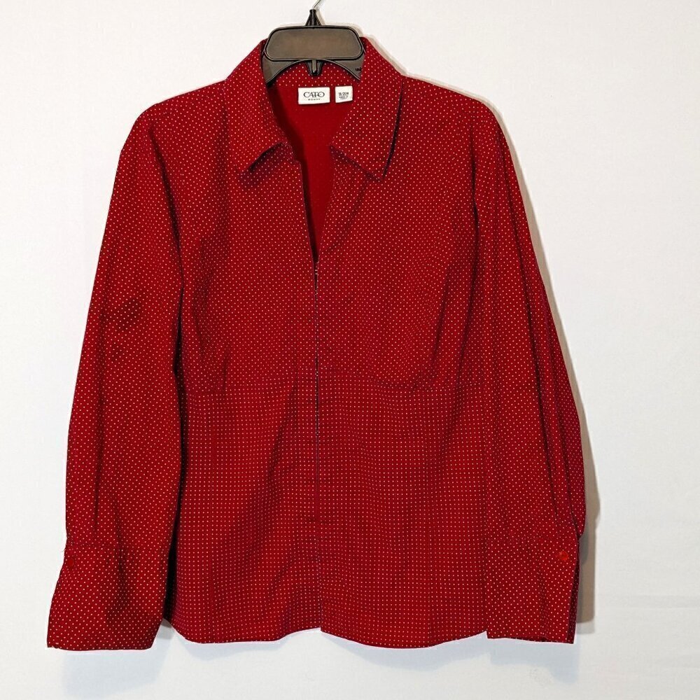 Women's CATO WOMAN, Red Dotted Slim Fit Blouse; Size 18/20W